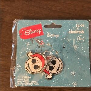 Disney Red and White Jack Skellington Earrings FREE necklace